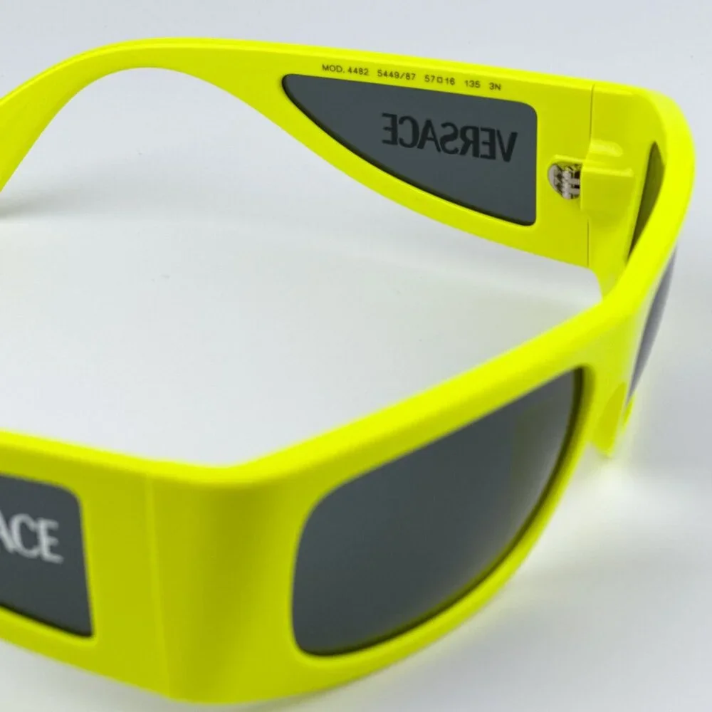 Versace VE4482 544987 BRAND NEW Sunglasses Yellow Fluo Grey Rectangular Unisex